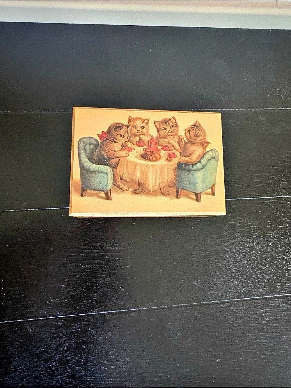Reuge Memory No. 5988 Wooden Cat Music Box Decor